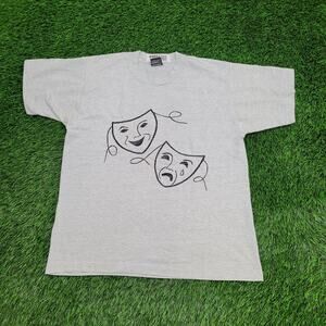 Vintage 80s Theater Mask Shirt Womens Large 21x24 Crop USA